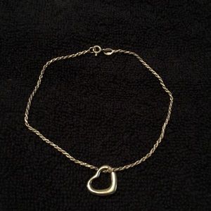 Sterling silver 925 floating heart ankle bracelet